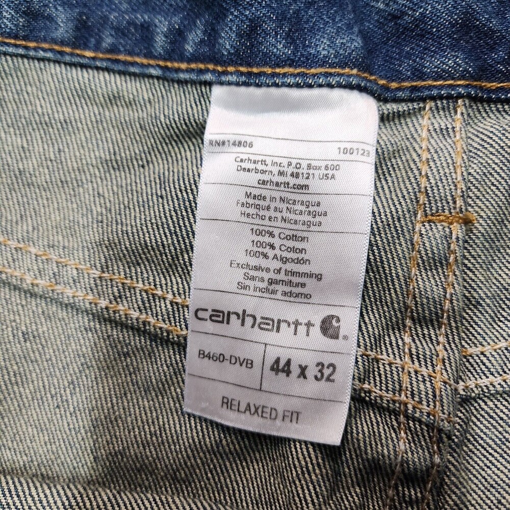 NWT Carhartt Relaxed Fit B460 DVB Men’s Blue Denim Jeans size 44 x 32 - Picture 7 of 11